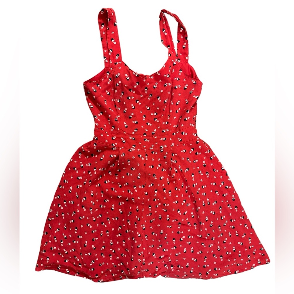 LC Lauren Conrad Red Sleeveless Square Neck Sundress